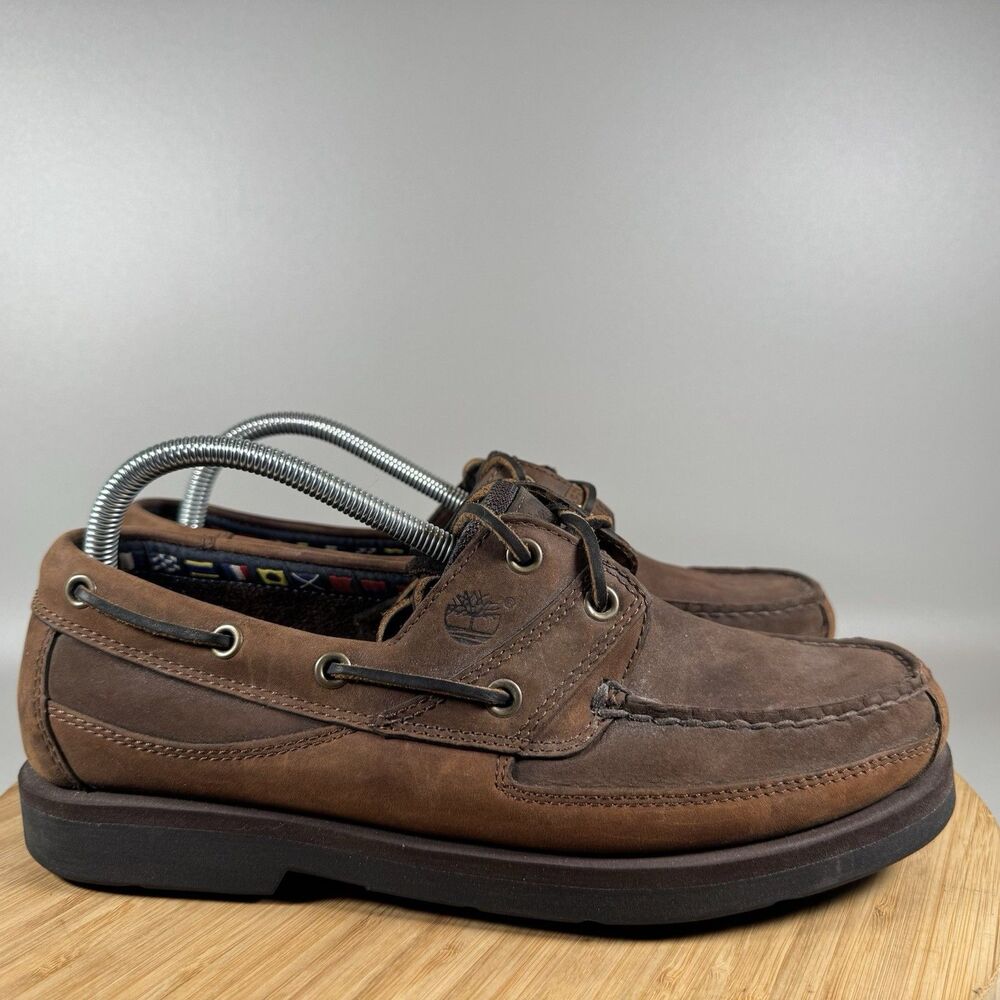 S Timberland Men's Sz 8.5 M BROWN Loafers Boat Slip On Shoes